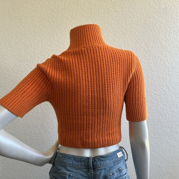 Intimately Free People Carly Swit Crop Knit Mockneck Top Orange - Picture 9 of 10